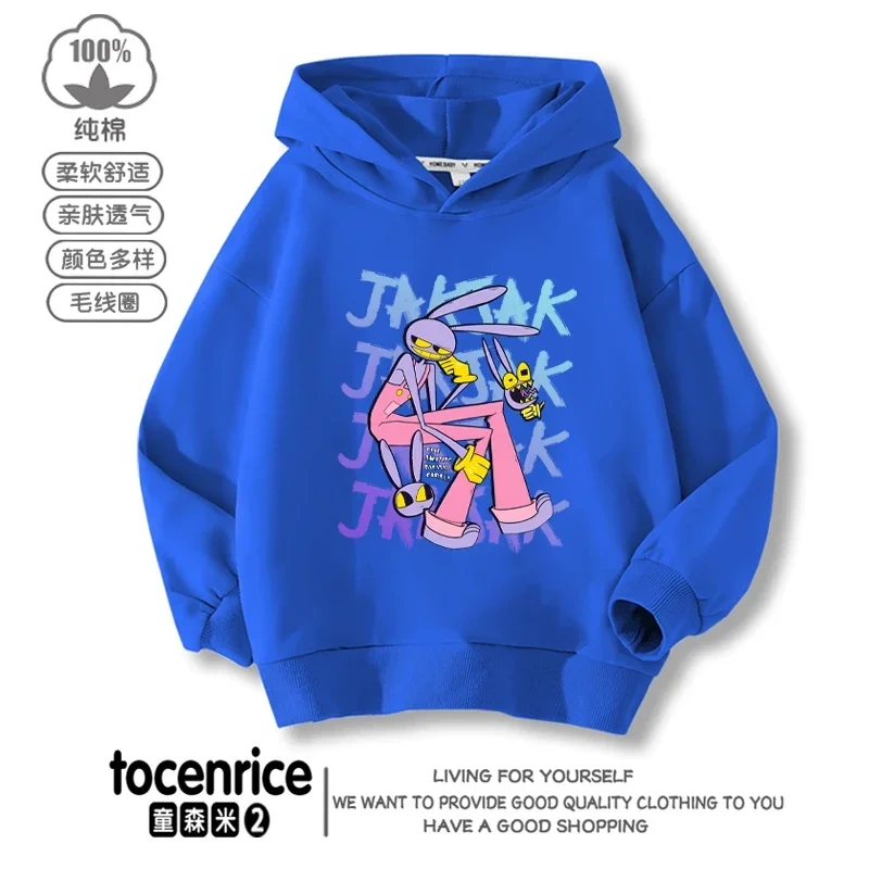 The Amazing Digital Circus JAX  Winter Autumn Velvet Hoodies Children Boys Hooded Sweatshirts Clothes for Kids Pullovers Tops