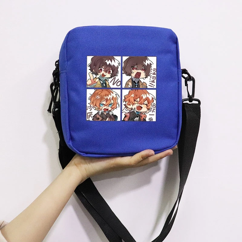 Anime Stray Dogs Printing School Bag Peripheral Oblique Bag Small Square Bag One Shoulder Oblique Backpack for Boy and Girls