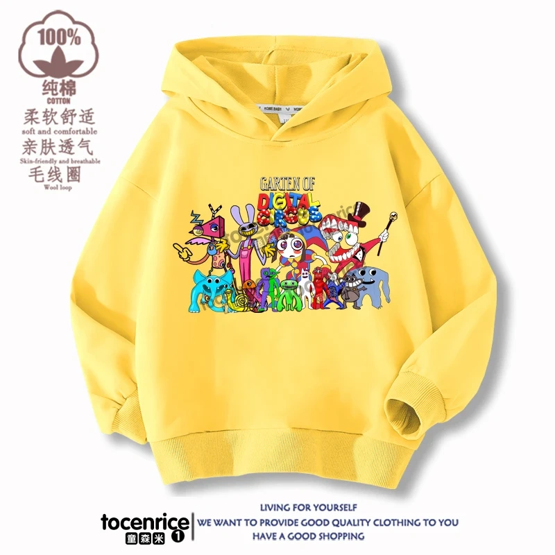 The Amazing Digital Circus JAX  Winter Autumn Velvet Hoodies Children Boys Hooded Sweatshirts Clothes for Kids Pullovers Tops