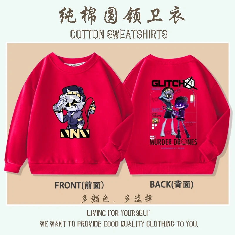 Cartoon Murder Drones Moxxie Hoodies Kids Cartoon Sweatshirts Tops Casual Boys Girls Pullovers Long Sleeve Children Sportwear