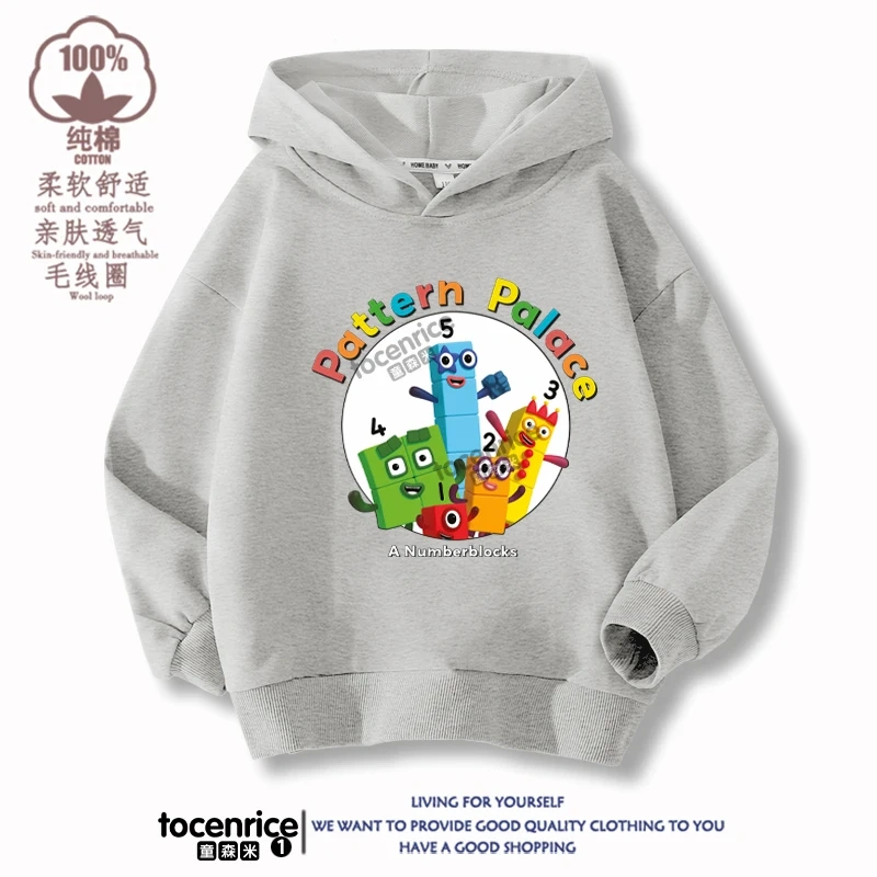 Numberblocks Hoodie Number Stuffed Sweatshirts Autumn Winter Coats Kids Pullovers Hoodies Baby Boys Girls Children's Clothing