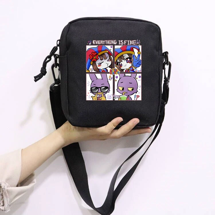 The Amazing Digital Circus School Bag Peripheral Oblique Bag Small Square Bag One Shoulder Oblique Backpack for Boy and Girls