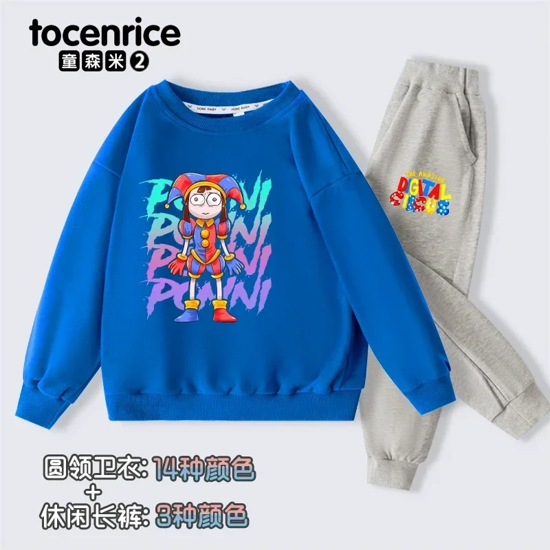 The Amazing Digital Circus Pomni print  Sweatshirt Children Suit Boys Tracksuits Kids Velvet Sport Suits Hoodies Top+Pants 2pcs