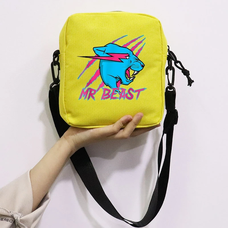 Mr Wolf Beast Printing School Bag Peripheral Oblique Bag Small Square Bag One Shoulder Oblique Backpack for Boy and Girls