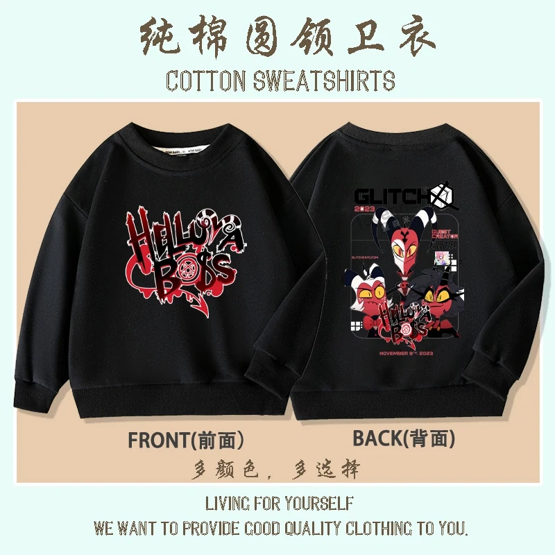 Cartoon Helluva Boss Moxxie Hoodies Kids Cartoon Sweatshirts Tops Casual Boys Girls Pullovers Long Sleeve Children Sportwear