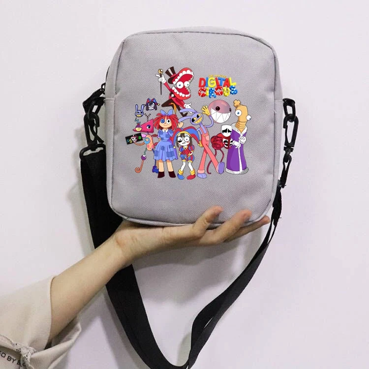 The Amazing Digital Circus School Bag Peripheral Oblique Bag Small Square Bag One Shoulder Oblique Backpack for Boy and Girls