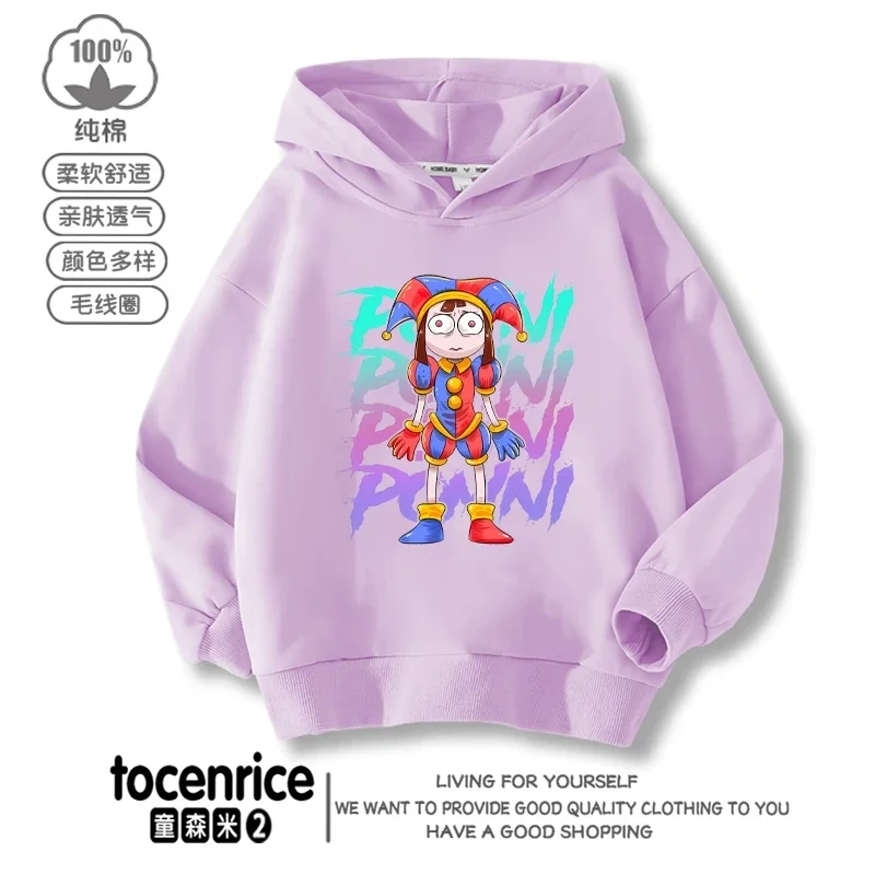 The Amazing Digital Circus JAX  Winter Autumn Velvet Hoodies Children Boys Hooded Sweatshirts Clothes for Kids Pullovers Tops