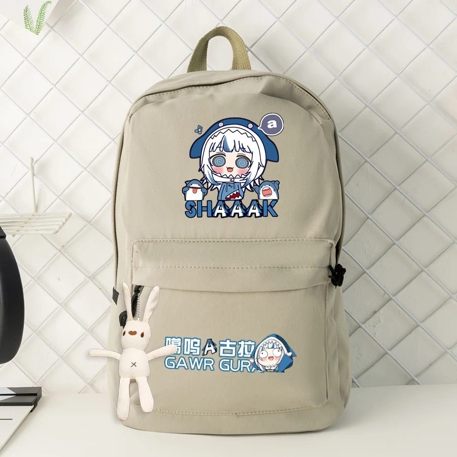 Anime Vtuber Hololive Gawr Gura Backpack Students School Book Bag Pocket Shoulder Travel Bags for Girls Boys Teenagers