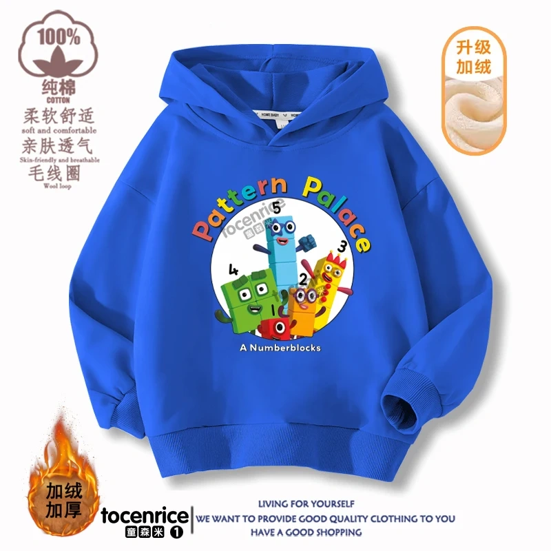 Numberblocks Hoodie Number Stuffed Sweatshirts Autumn Winter Coats Kids Pullovers Hoodies Baby Boys Girls Children's Clothing
