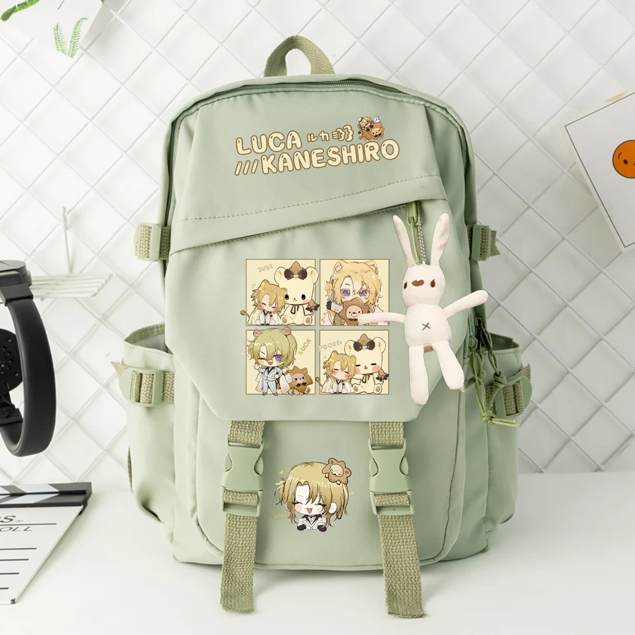 Anime Luxiem VTuber Cosplay Vox Akuma Mysta Luca ShuYamino Leisure Double Root Student High Capacity Zipper Cartoon Bag Backpack