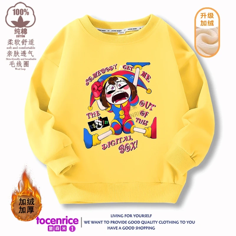 2023 The Amazing Digital Circus Pomni Print Sweater Girl Boy Sweatshirts Children Kid Cartoon Hoodies Kid Pullover Cotton Clothe