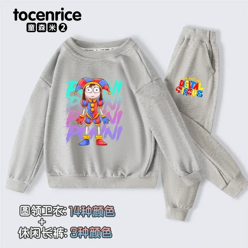 The Amazing Digital Circus Pomni print  Sweatshirt Children Suit Boys Tracksuits Kids Velvet Sport Suits Hoodies Top+Pants 2pcs