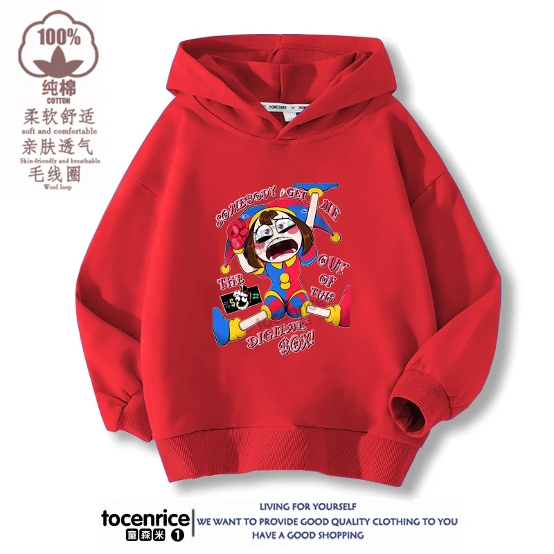 New 2023 Game The Amazing Digital Circus pomni Velvet Hoodies Children Boys Hooded Sweatshirts Clothes for Kids Pullovers Tops