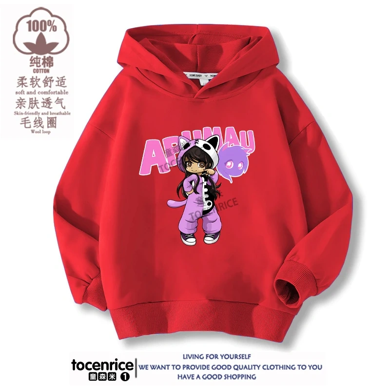 New Game Aphmau Print Hoodie Kids Hooded Sweatshirts Cartoon Anime Hoodies Spring Fall Children Clothing Harajuku Pullvers Tops