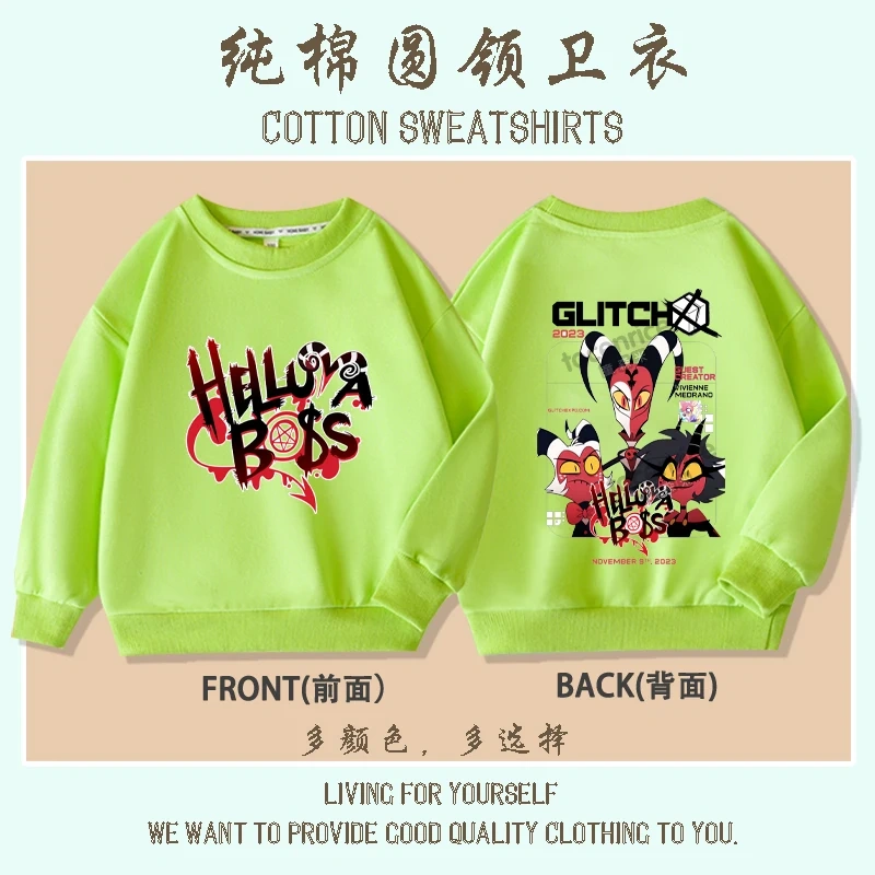Cartoon Helluva Boss Moxxie Hoodies Kids Cartoon Sweatshirts Tops Casual Boys Girls Pullovers Long Sleeve Children Sportwear