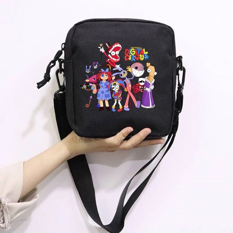 The Amazing Digital Circus School Bag Peripheral Oblique Bag Small Square Bag One Shoulder Oblique Backpack for Boy and Girls