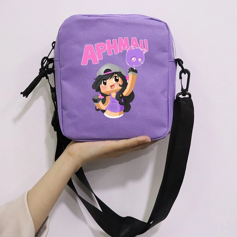 Cartoon Cute Aphmau School Bag Peripheral Oblique Bag Small Square Bag One Shoulder Oblique Backpack for Boy and Girls