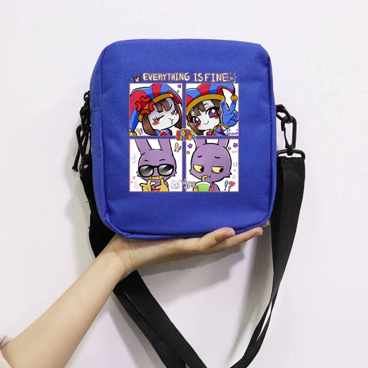 The Amazing Digital Circus School Bag Peripheral Oblique Bag Small Square Bag One Shoulder Oblique Backpack for Boy and Girls