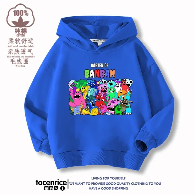 Garten of Banban VI Print Banban Winter Autumn Velvet Hoodies Children Boys Hooded Sweatshirts Clothes for Kids Pullovers Tops