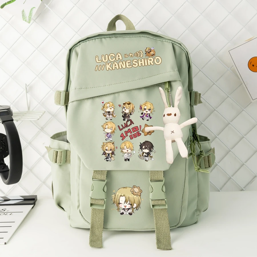 Anime Luxiem VTuber Cosplay Vox Akuma Mysta Luca ShuYamino Leisure Double Root Student High Capacity Zipper Cartoon Bag Backpack
