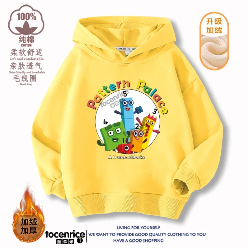 Numberblocks Hoodie Number Stuffed Sweatshirts Autumn Winter Coats Kids Pullovers Hoodies Baby Boys Girls Children's Clothing