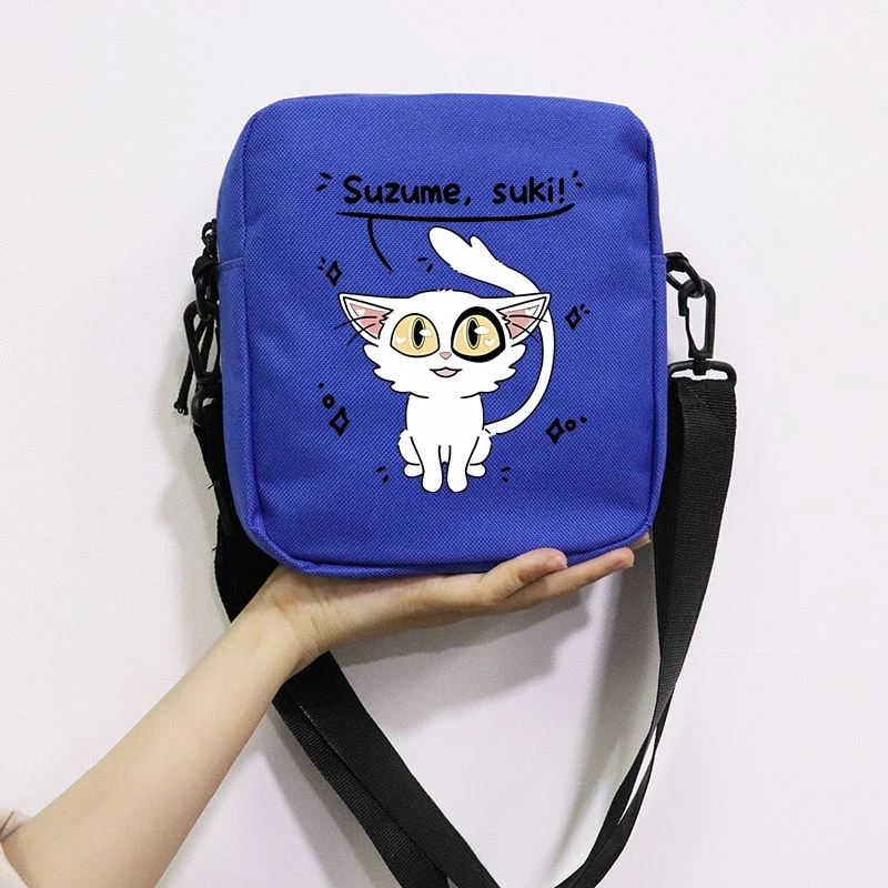 Anime Suzume Daijin Printing School Bag Peripheral Oblique Bag Small Square Bag One Shoulder Oblique Backpack for Boy and Girls