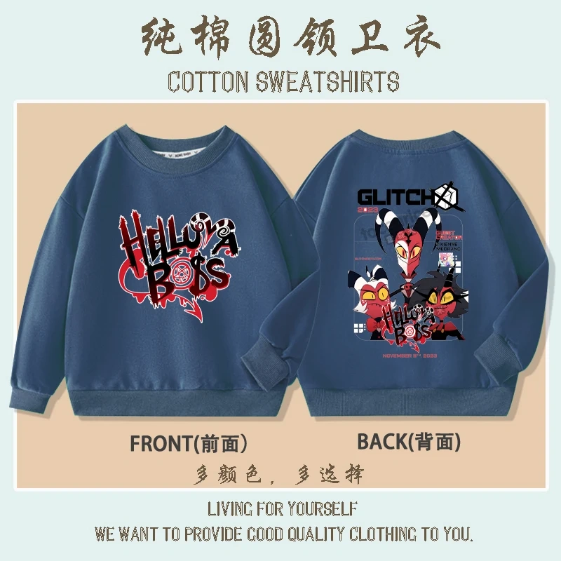 Cartoon Helluva Boss Moxxie Hoodies Kids Cartoon Sweatshirts Tops Casual Boys Girls Pullovers Long Sleeve Children Sportwear