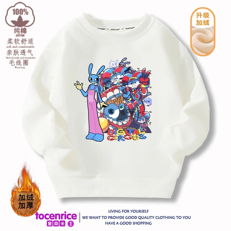The Amazing Digital Circus Pomni Jax print Sweater Girl Boy Sweatshirts Children Kid Cartoon Hoodies Kid Pullover Cotton Clothes