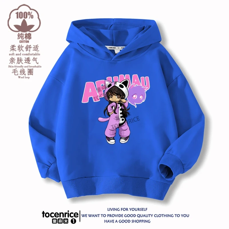 New Game Aphmau Print Hoodie Kids Hooded Sweatshirts Cartoon Anime Hoodies Spring Fall Children Clothing Harajuku Pullvers Tops