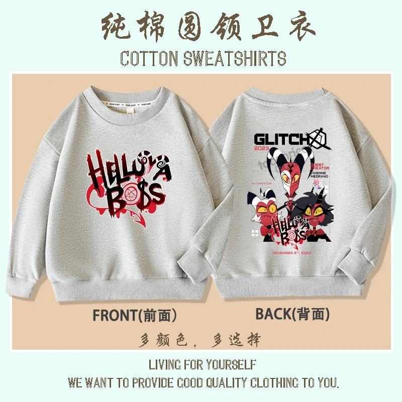 Cartoon Helluva Boss Moxxie Hoodies Kids Cartoon Sweatshirts Tops Casual Boys Girls Pullovers Long Sleeve Children Sportwear