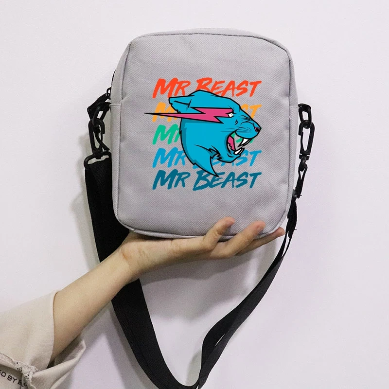 Mr Wolf Beast Printing School Bag Peripheral Oblique Bag Small Square Bag One Shoulder Oblique Backpack for Boy and Girls