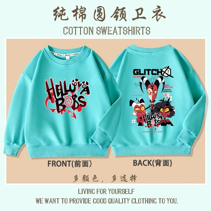 Cartoon Helluva Boss Moxxie Hoodies Kids Cartoon Sweatshirts Tops Casual Boys Girls Pullovers Long Sleeve Children Sportwear