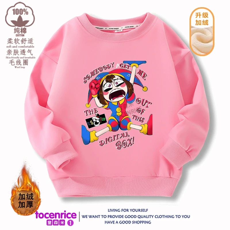 2023 The Amazing Digital Circus Pomni Print Sweater Girl Boy Sweatshirts Children Kid Cartoon Hoodies Kid Pullover Cotton Clothe