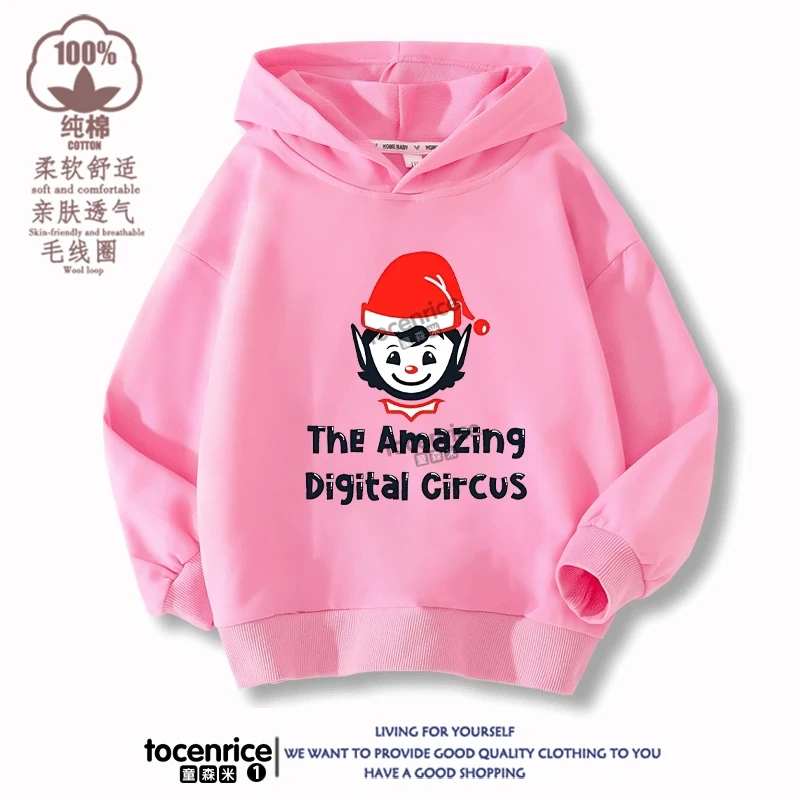 The Amazing Digital Circus JAX  Winter Autumn Velvet Hoodies Children Boys Hooded Sweatshirts Clothes for Kids Pullovers Tops