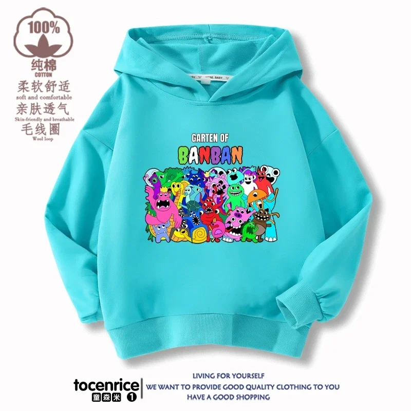 Garten of Banban VI Print Banban Winter Autumn Velvet Hoodies Children Boys Hooded Sweatshirts Clothes for Kids Pullovers Tops