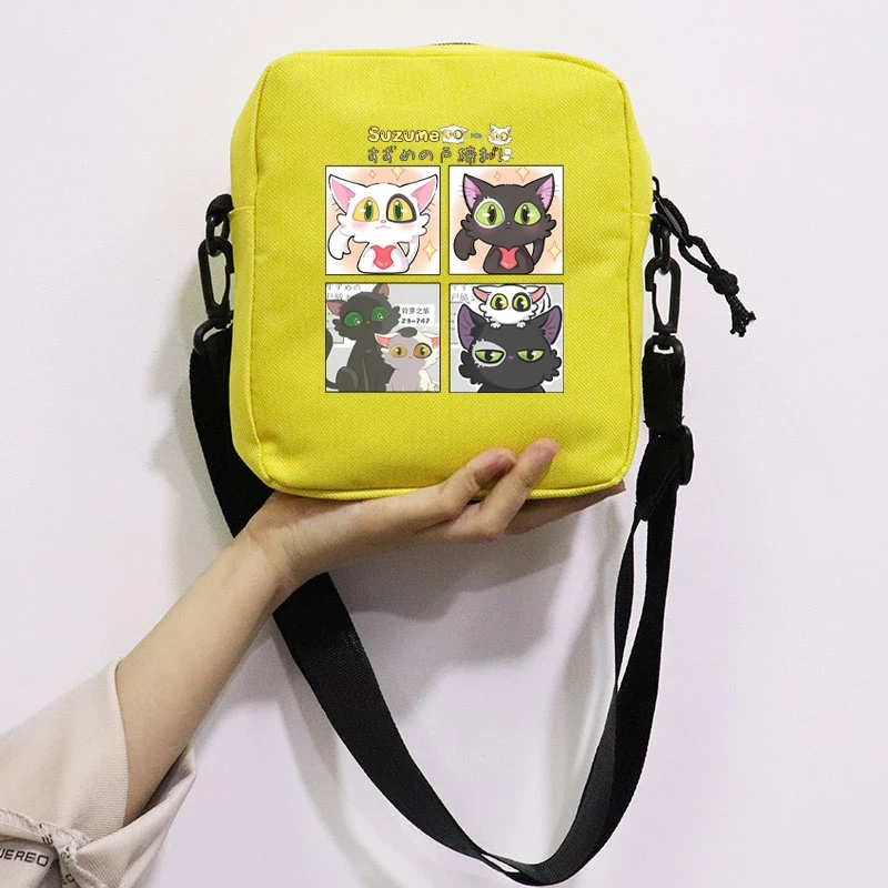 Anime Suzume Daijin Printing School Bag Peripheral Oblique Bag Small Square Bag One Shoulder Oblique Backpack for Boy and Girls