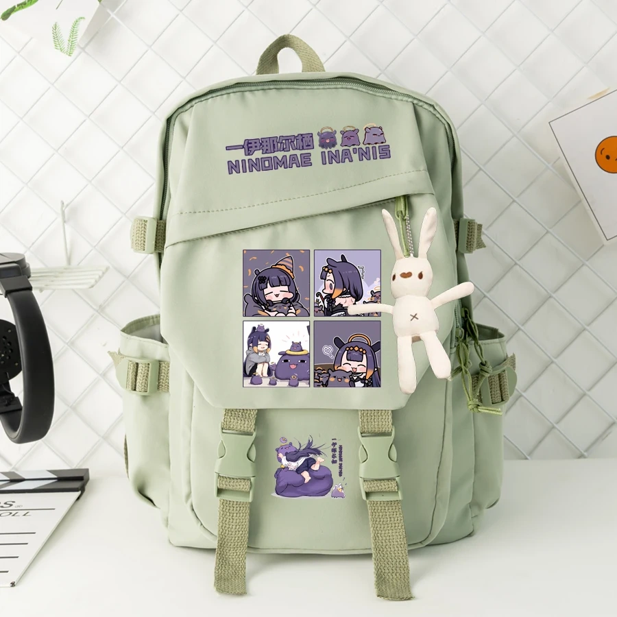 Vtuber Anchor Ninomae Ina'nis Anime Cartoon Schoolbag Backpack Nylon Shoulder Bags