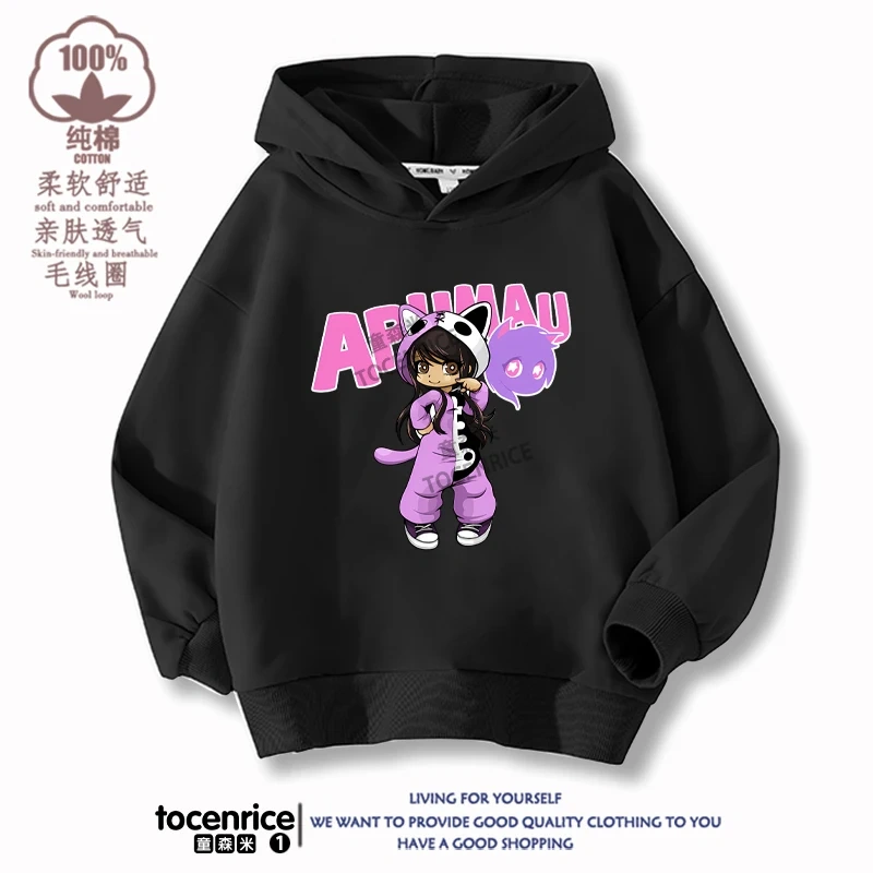 New Game Aphmau Print Hoodie Kids Hooded Sweatshirts Cartoon Anime Hoodies Spring Fall Children Clothing Harajuku Pullvers Tops