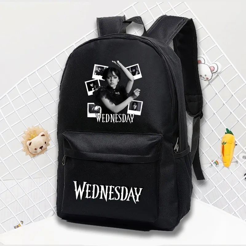 2023 New Wednesday Addams Student Bag Family Wednesday Backpack Meal Bag  Boys Girls Anime Cartoon School Bag Mochila