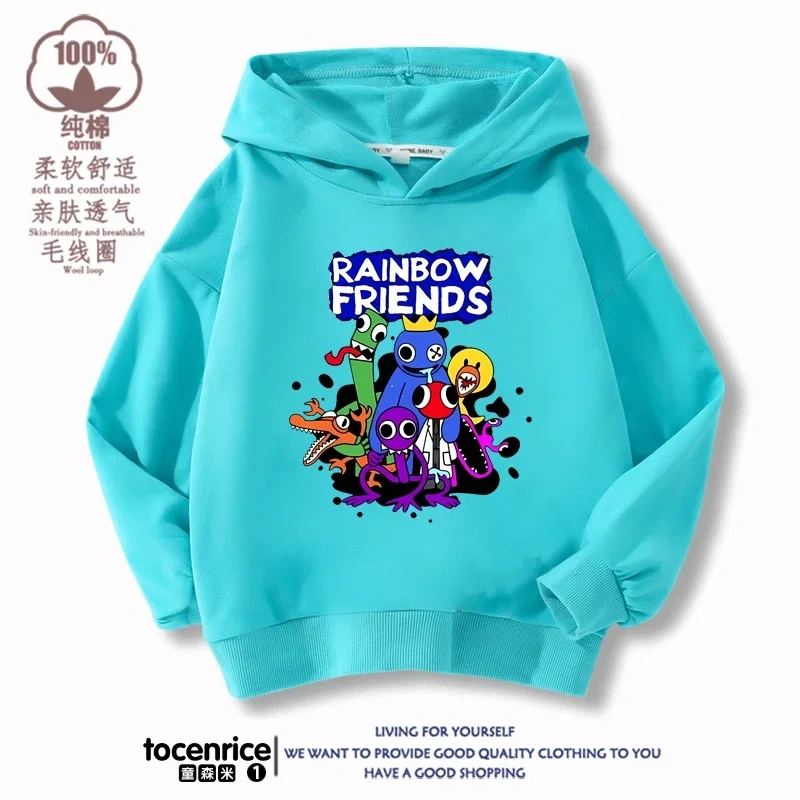 Rainbowd Friends Hoodies Kids Pullover Printed Hooded Sweatshirt Boys Girls Tops Kawaii Outwear Sudadera Children Clothes