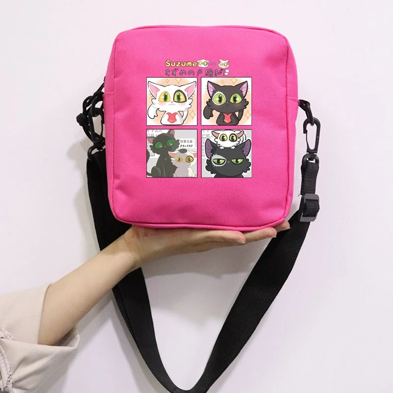 Anime Suzume Daijin Printing School Bag Peripheral Oblique Bag Small Square Bag One Shoulder Oblique Backpack for Boy and Girls
