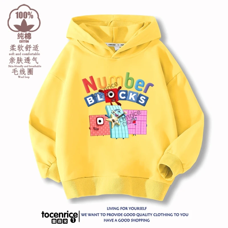 Numberblocks Hoodies Children Pullover Tops Autumn Long Sleeve Sweatshirt Boys Girls Hoody Streetwear Kids Clothes Sudadera