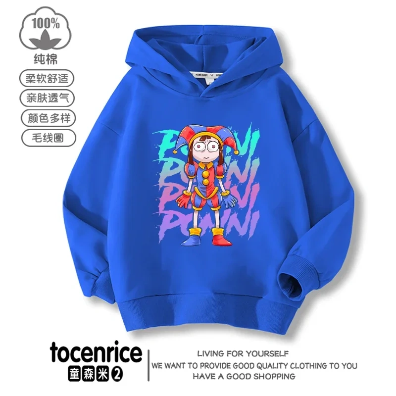 The Amazing Digital Circus JAX  Winter Autumn Velvet Hoodies Children Boys Hooded Sweatshirts Clothes for Kids Pullovers Tops