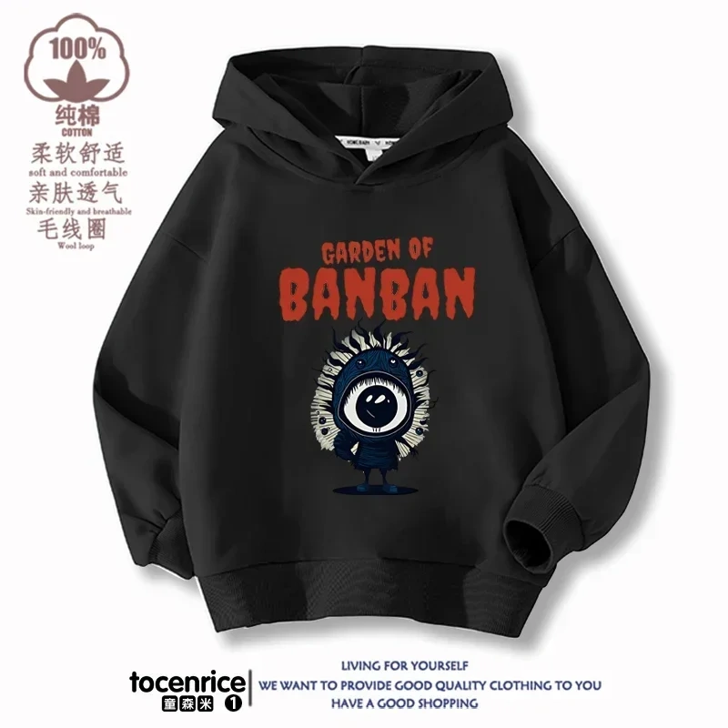 Game Garden of Banban Hoodie Kid Velvet Hooded Coat Girls Clothes Teenager Boys Full Sleeve Sweater Children Pullover Sweatshirt