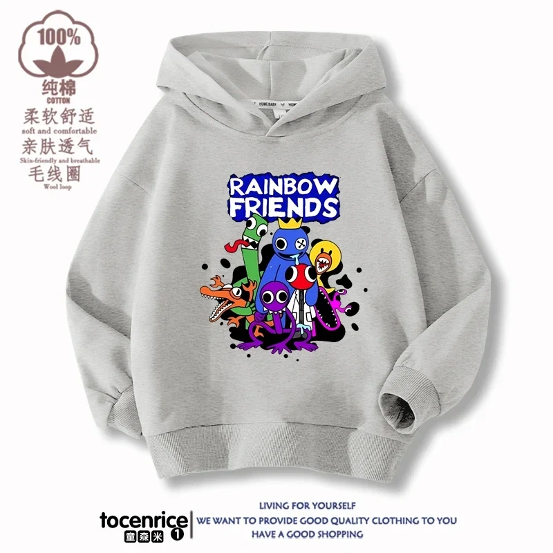 Rainbowd Friends Hoodies Kids Pullover Printed Hooded Sweatshirt Boys Girls Tops Kawaii Outwear Sudadera Children Clothes