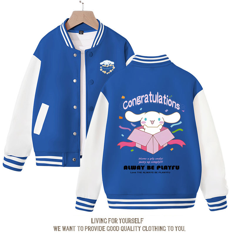 Sanrio Cinnamoroll Jacket Hello Kitty Kuromi Overcoat Woman Jacket Spring Autumn Kids Loose Sports Baseball Uniform Clothes Gift
