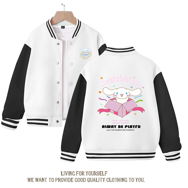 Sanrio Cinnamoroll Jacket Hello Kitty Kuromi Overcoat Woman Jacket Spring Autumn Kids Loose Sports Baseball Uniform Clothes Gift