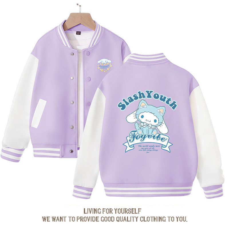 Sanrio Kawaii Anime Cinnamoroll Cute Cartoon Woman Jacket Spring Autumn Overcoat Jacket Loose Sports Children Baseball Uniforma