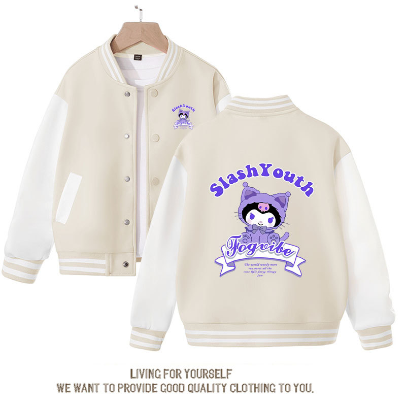 Sanrio Cotton Kid Kuromi Baseball Uniform Melody Cartoon Dopamine Dressing Jacket Cute Spring Autumn Casual Coat Anime Girl Gift