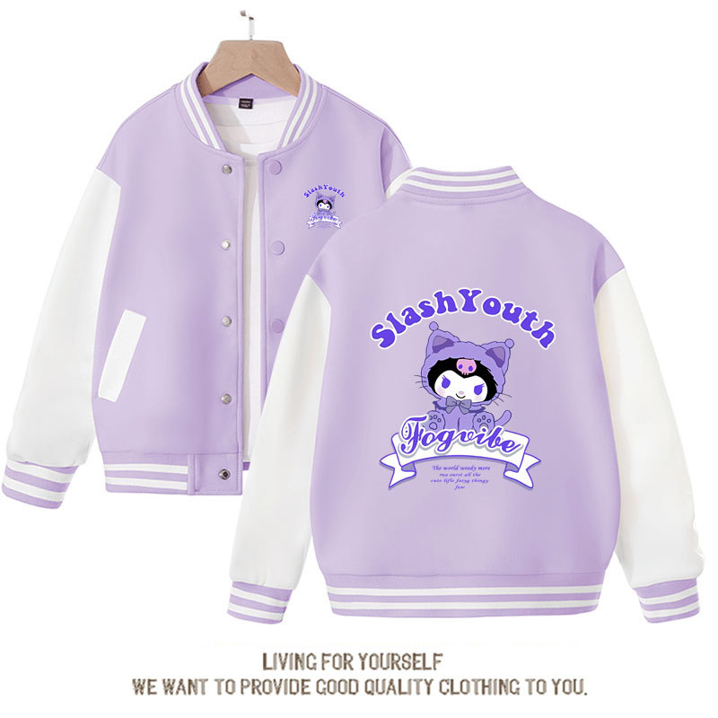 Sanrio Cotton Kid Kuromi Baseball Uniform Melody Cartoon Dopamine Dressing Jacket Cute Spring Autumn Casual Coat Anime Girl Gift